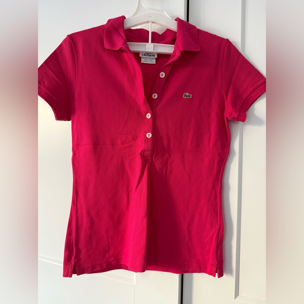 Lacoste Women's Long Sleeve Polo in Bright Pink